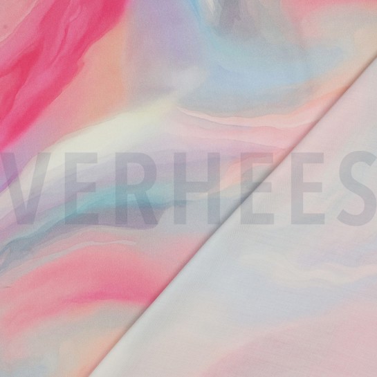 VISCOSE SATIN DIGITAL ABSTRACT PINK #7