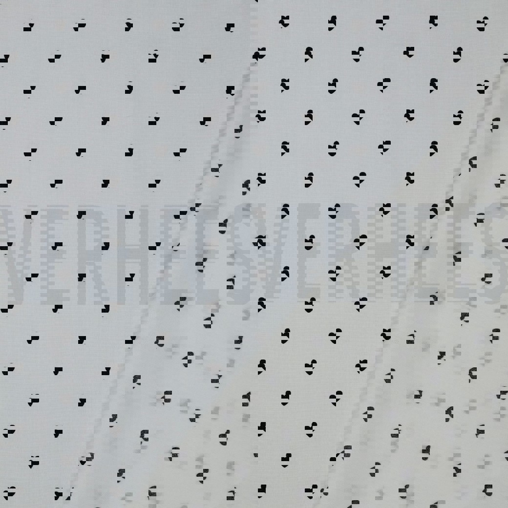 FINE POPLIN HEARTS WHITE / BLACK #4