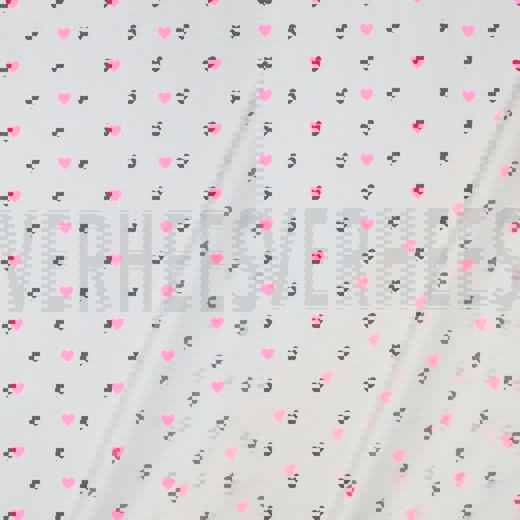 FINE POPLIN HEARTS WHITE / FUCHSIA #4