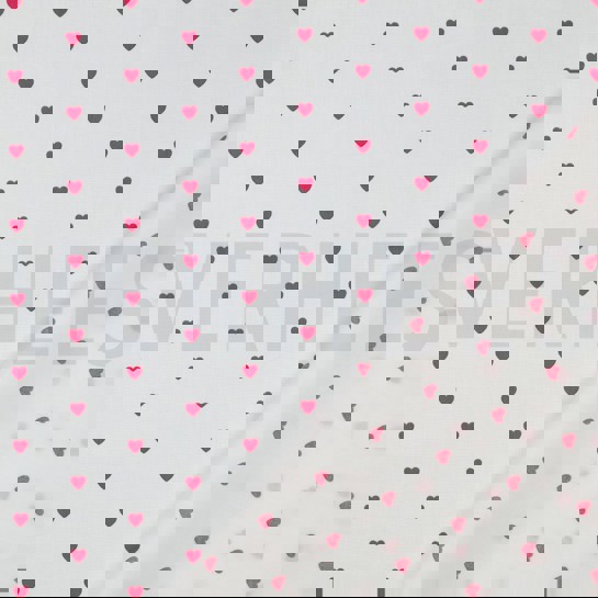 FINE POPLIN HEARTS WHITE/ FUCHSIA #7