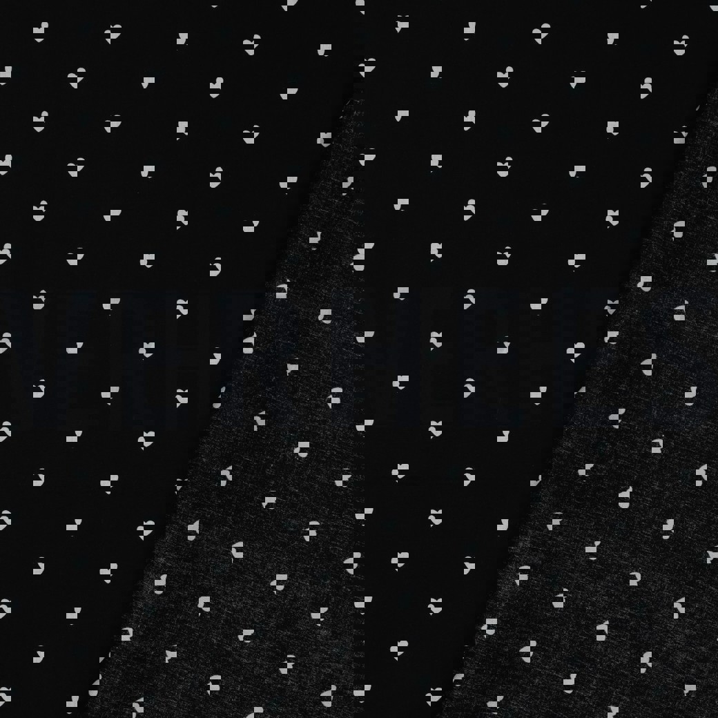 FINE POPLIN HEARTS BLACK / WHITE #4