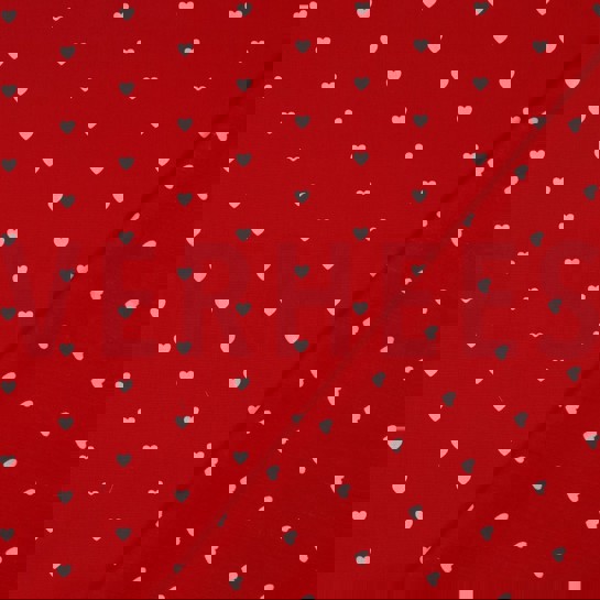 FINE POPLIN HEARTS DARK RED/ WHITE #7