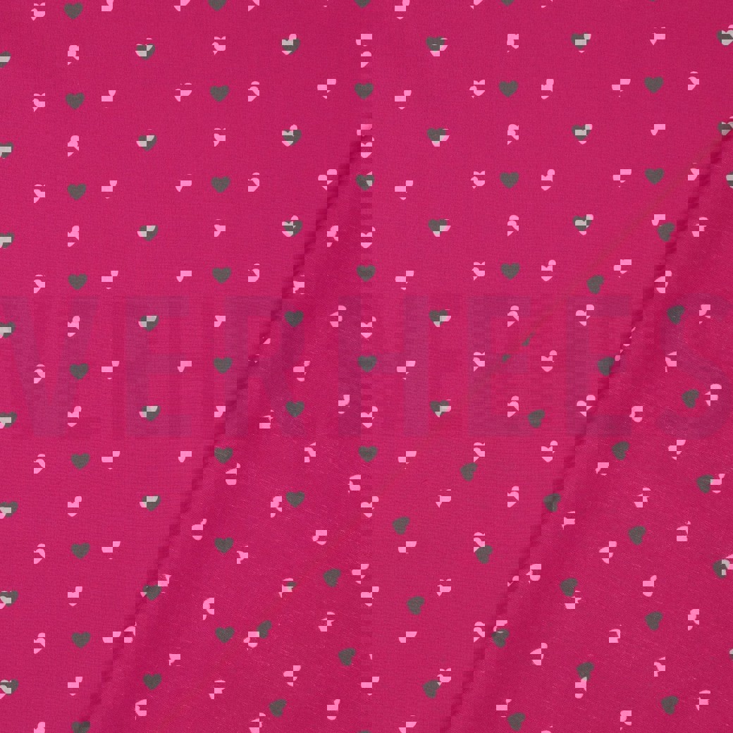 FINE POPLIN HEARTS FUCHSIA / WHITE #4