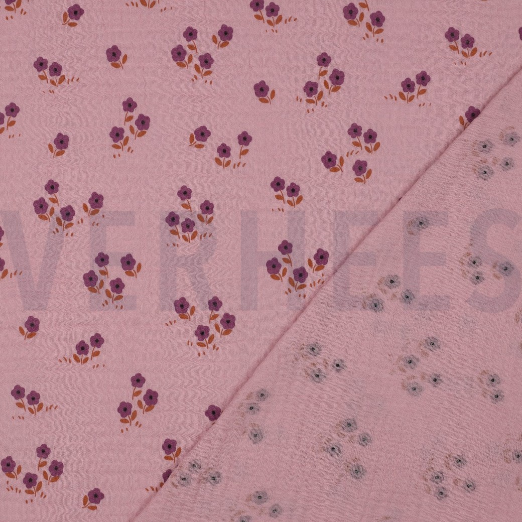 DOUBLE GAUZE FLOWERS MAUVE #4
