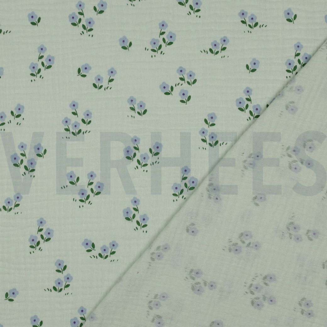 DOUBLE GAUZE FLOWERS MINT #4