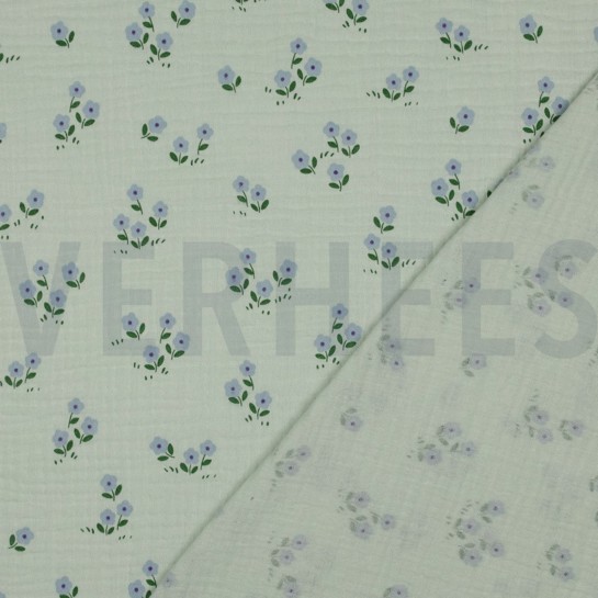 DOUBLE GAUZE FLOWERS MINT #7