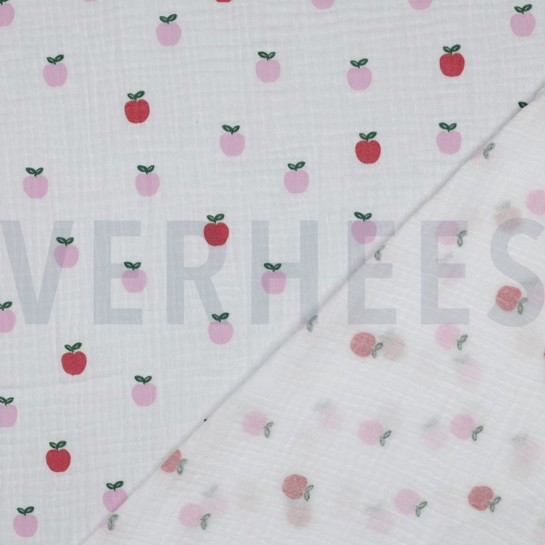 DOUBLE GAUZE FRUITS WHITE #7