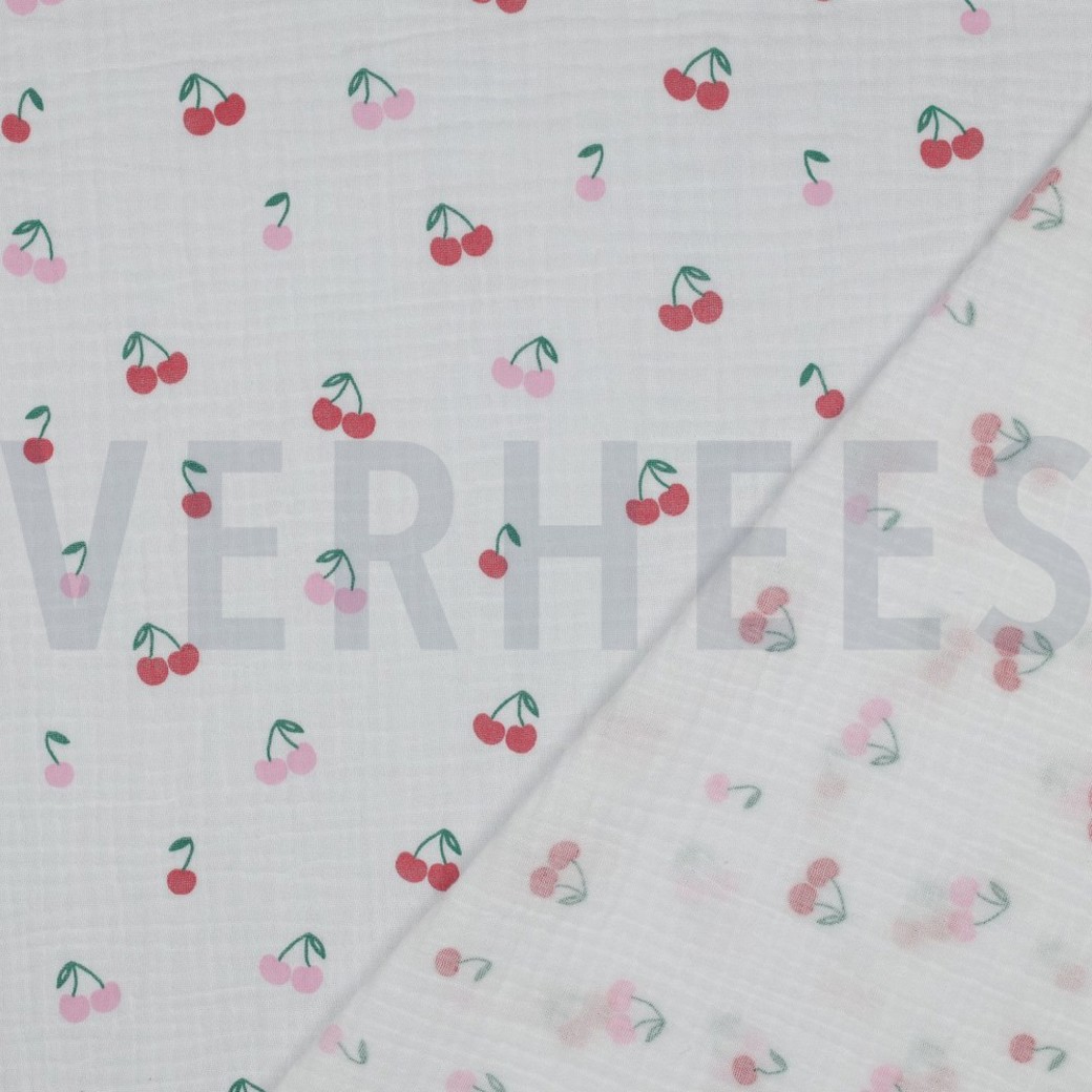 DOUBLE GAUZE FRUITS WHITE #4