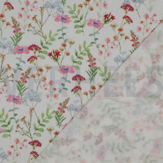 DOUBLE GAUZE DIGITAL FLOWERS WHITE #7