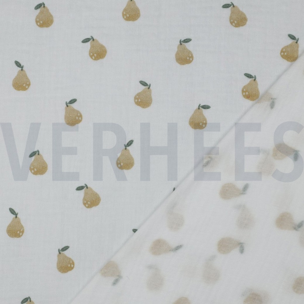 DOUBLE GAUZE DIGITAL PEARS WHITE #4