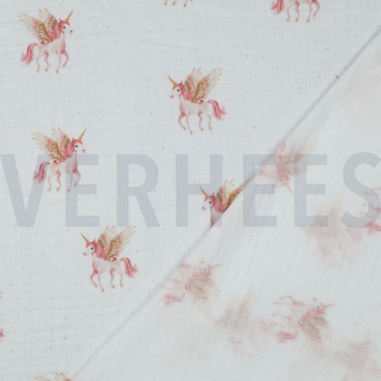DOUBLE GAZE DE COTON LICORNES BLANC #7