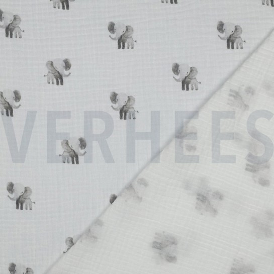 DOUBLE GAUZE GOTS DIGITAL ANIMALS WHITE #7