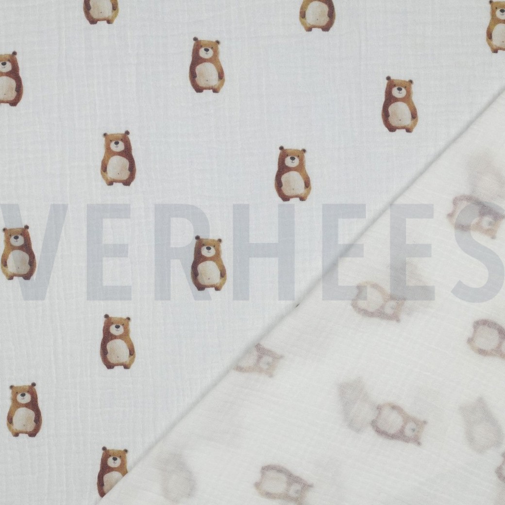 DOUBLE GAUZE GOTS DIGITAL ANIMALS WHITE #4