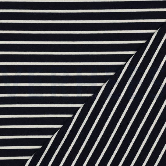 FRENCH TERRY GARNGEFÄRBT STREIFEN MARINEBLAU / ECRU #7