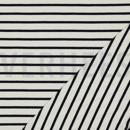 FRENCH TERRY GARNGEFÄRBT STREIFEN ECRU / MARINEBLAU #7