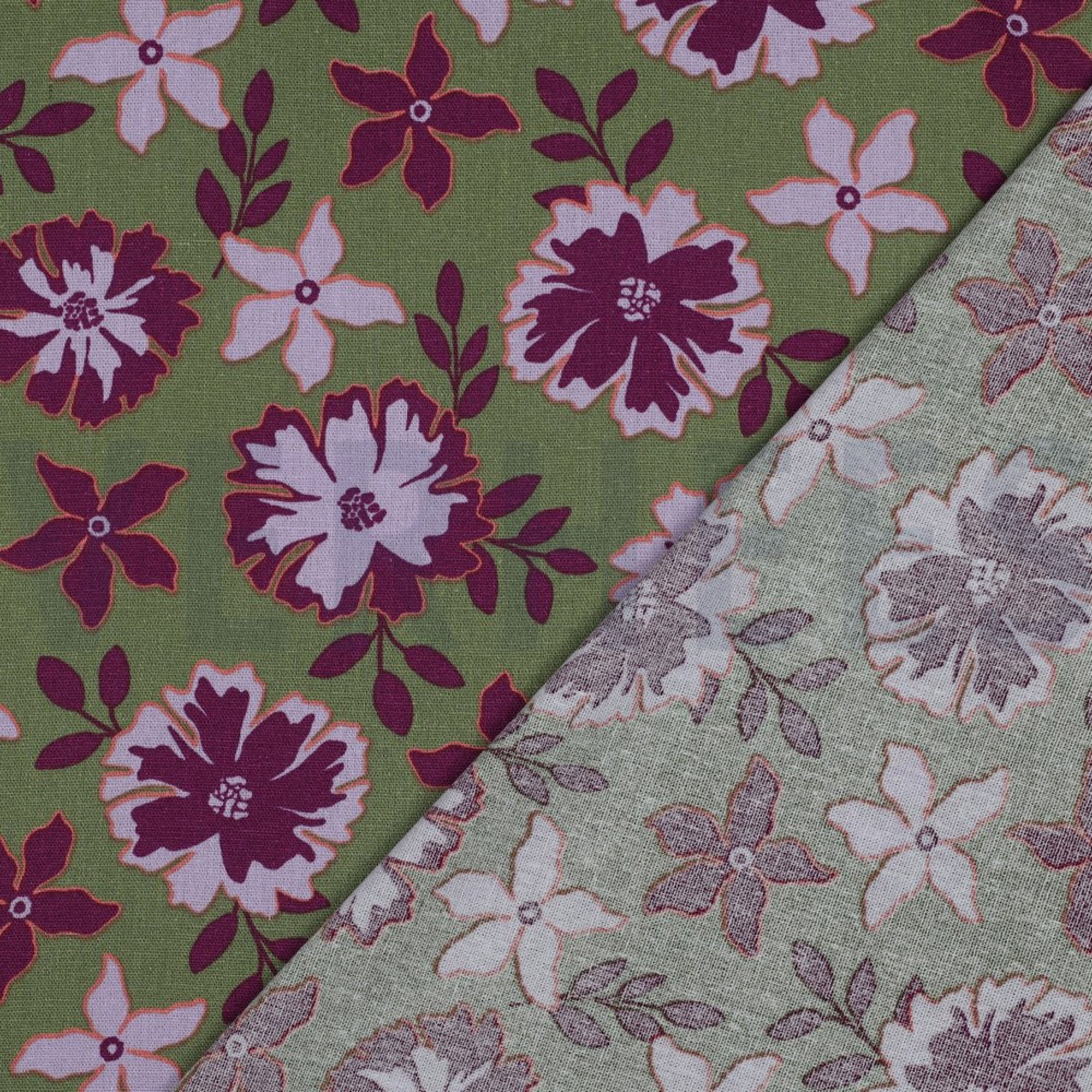 LINEN VISCOSE FLOWERS GREEN (high resolution) #4