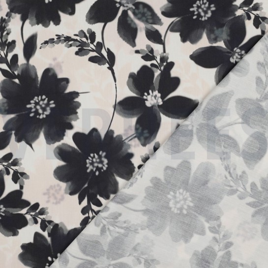 COTTON VISCOSE DIGITAL FLOWERS WHITE #7