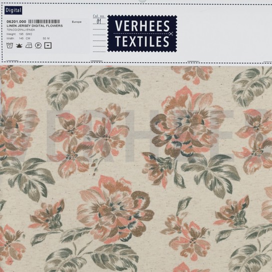 LEINEN JERSEY DIGITAL BLUMEN ECRU #7