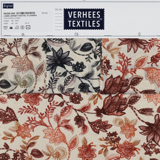 LEINEN JERSEY DIGITAL BLUMEN COGNAC #7