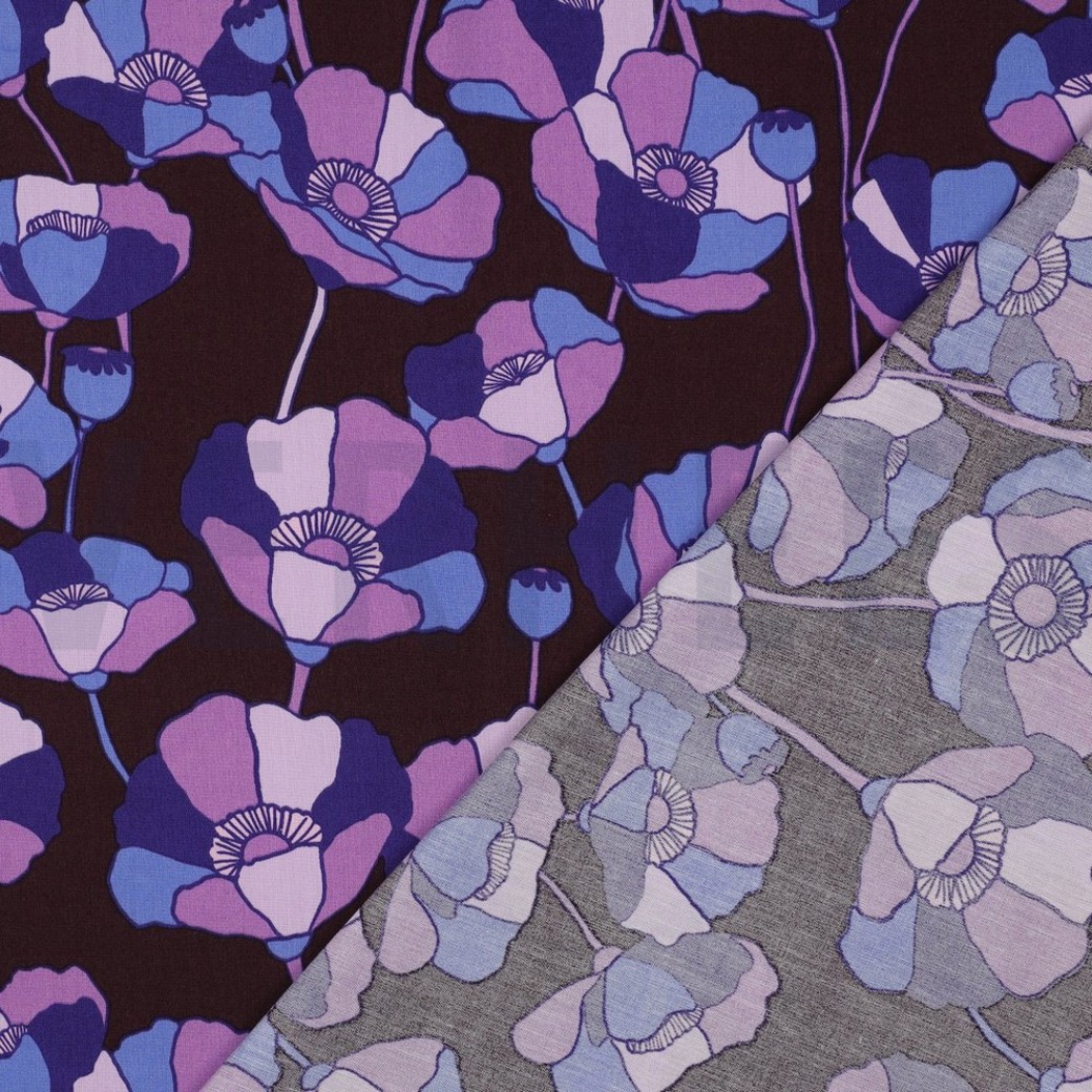COTTON VISCOSE FLOWERS BORDEAUX #4