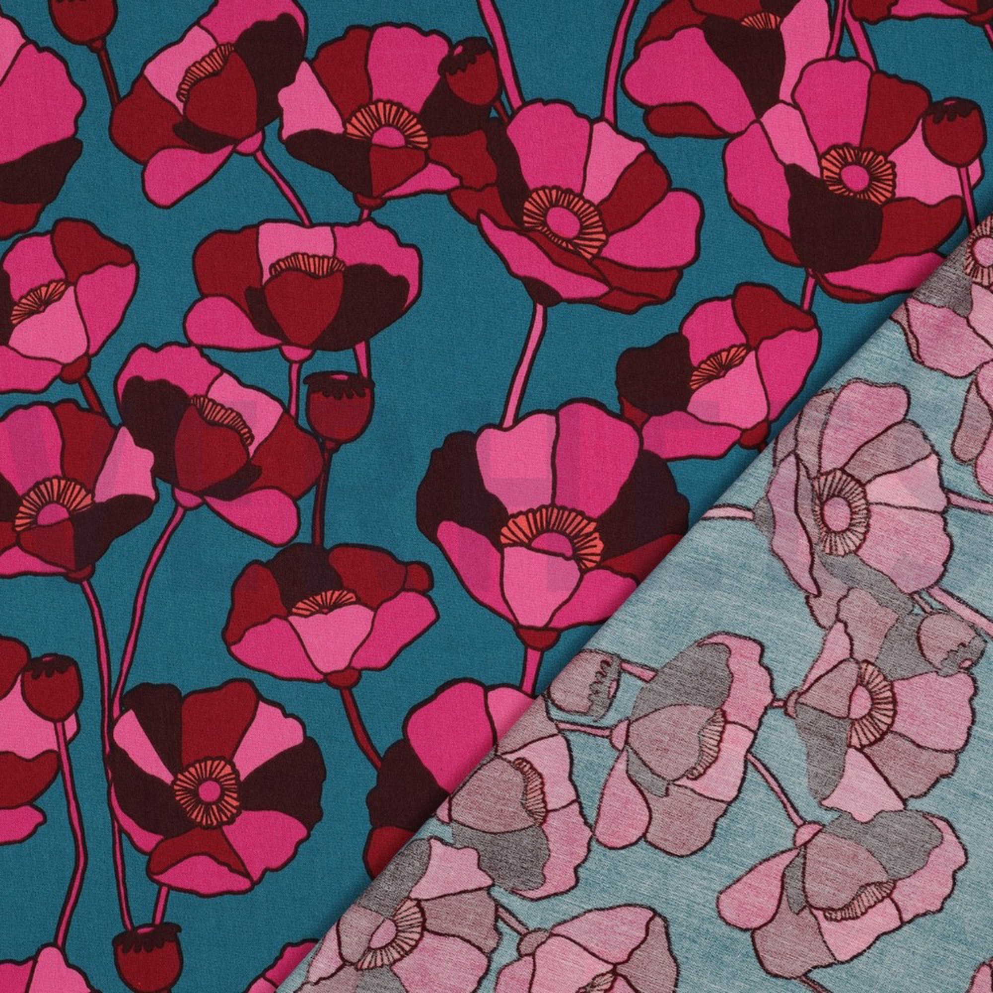 COTTON VISCOSE FLOWERS PETROL (high resolution) #4