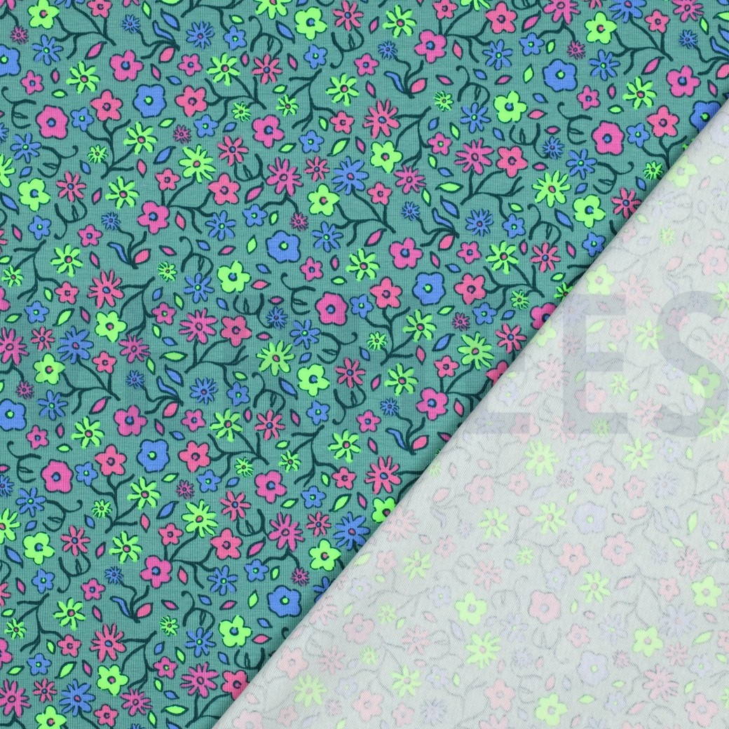 JERSEY NEON FLOWERS GREEN #4