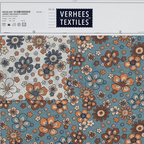 JERSEY MELANGE BLUMEN RAUCHBLAU #7