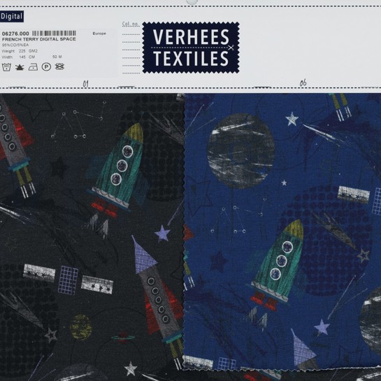 FRENCH TERRY DIGITAAL RUIMTE KOBALTBLAUW #7