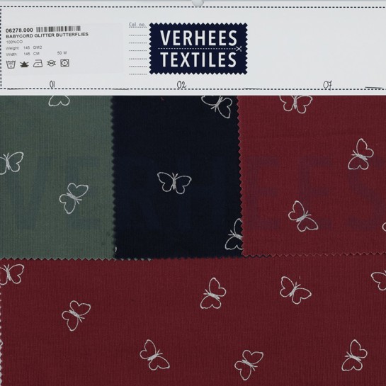 CORDUROY BABYRIB GLITTER VLINDERS MARINEBLAUW #7