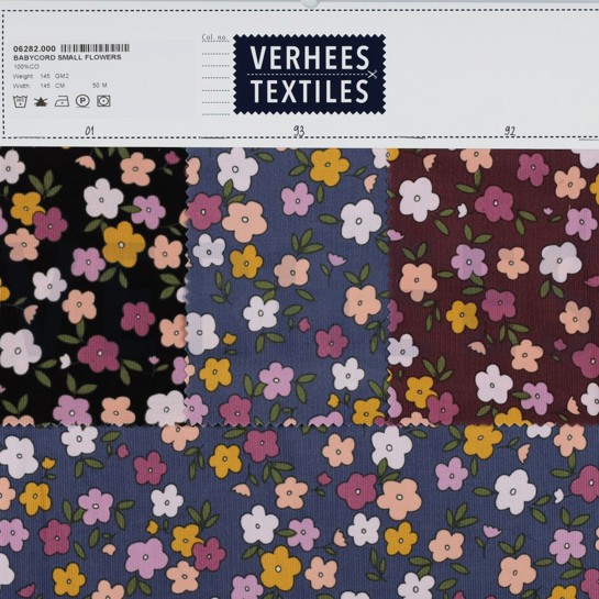 FEINCORD KLEINE BLUMEN MAUVE #7