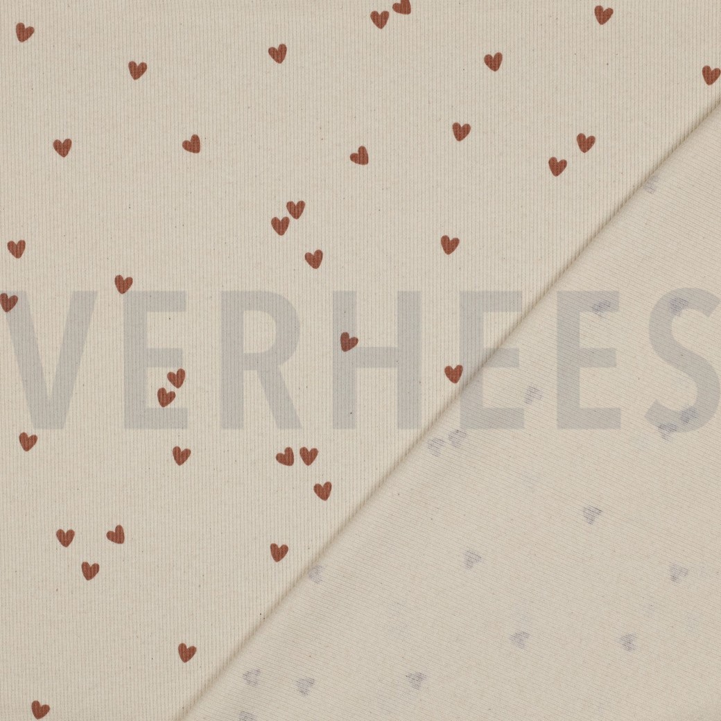 RIB JERSEY HEARTS NATURAL #4