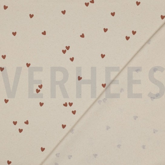 RIB JERSEY HEARTS NATURAL #7