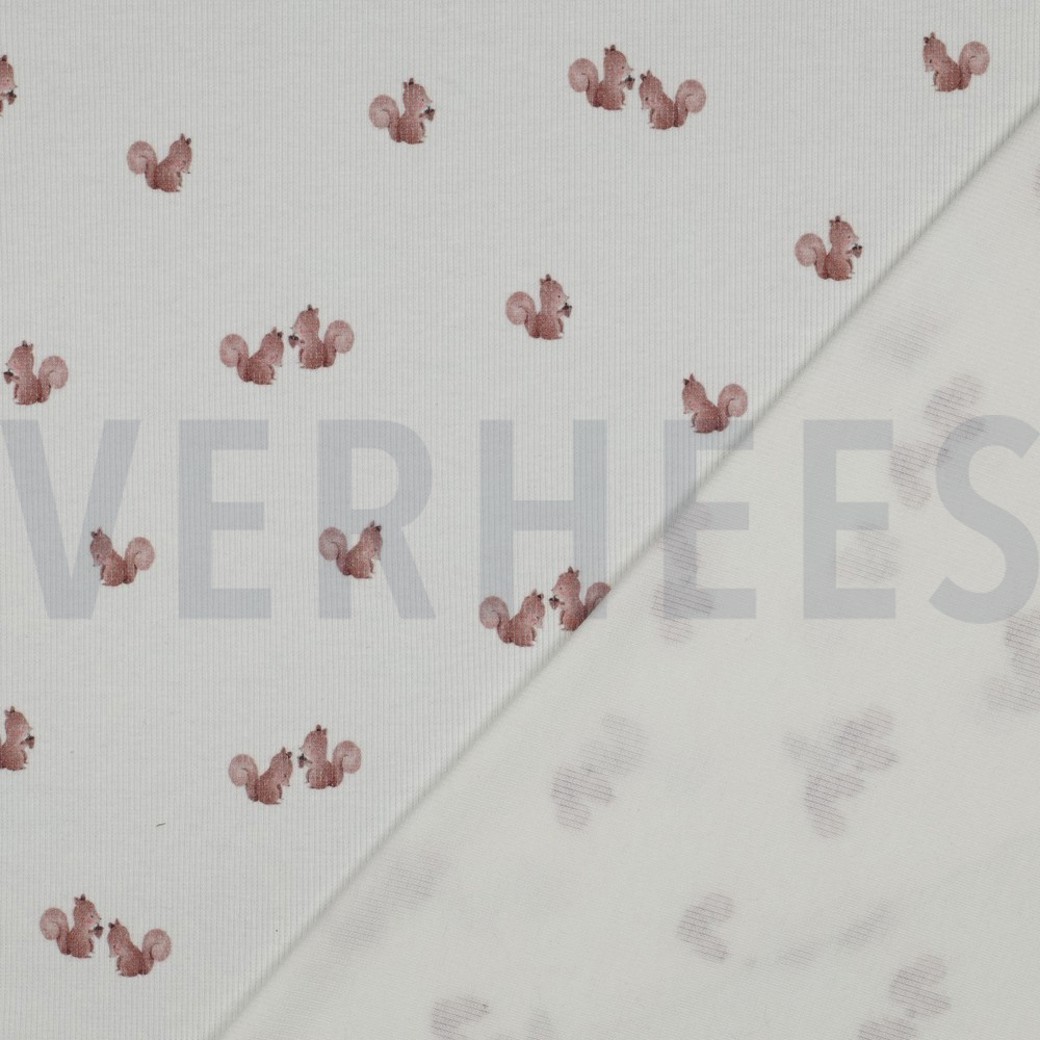 RIB JERSEY DIGITAL FOREST ANIMALS WHITE #4
