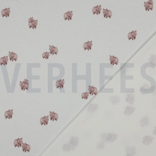 RIB JERSEY DIGITAL FOREST ANIMALS WHITE #7