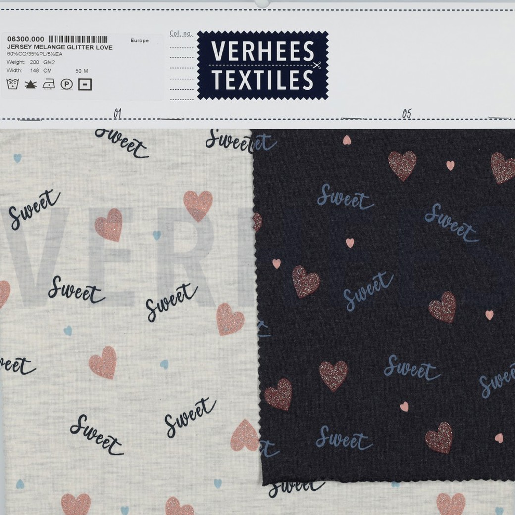 JERSEY MELANGE GLITTER LOVE ECRU #4