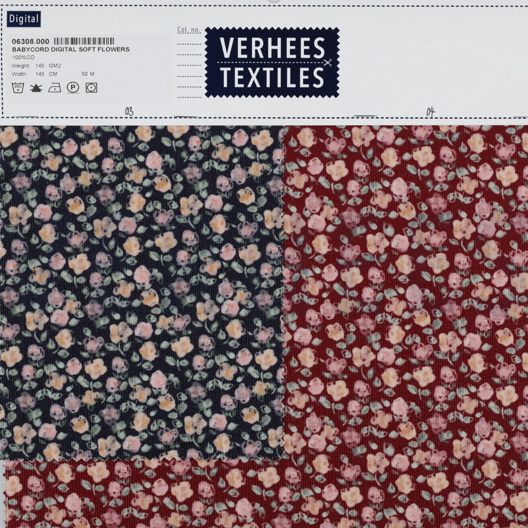 BABYCORD DIGITAL SOFT FLOWERS CERISE #4
