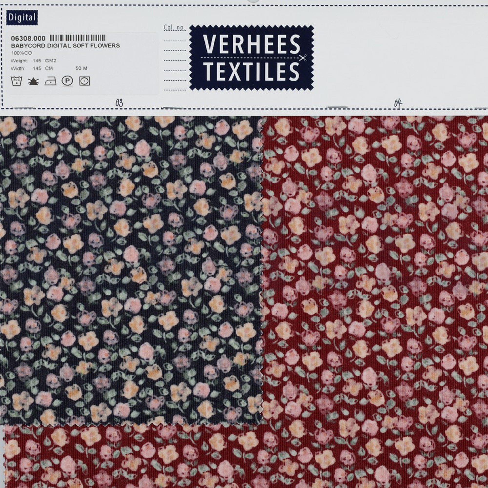 BABYCORD DIGITAL SOFT FLOWERS CERISE (high resolution) #4
