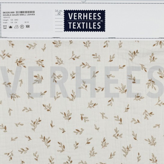 DOUBLE GAUZE SMALL LEAVES ECRU #7