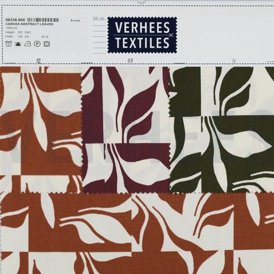 CANVAS ABSTRACT LEAVES FOREST GREEN #7