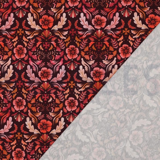 JERSEY DIGITAL FLOWERS DARK RED #7