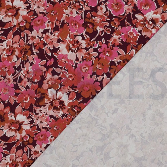 JERSEY DIGITAL FLOWERS DARK RED #7