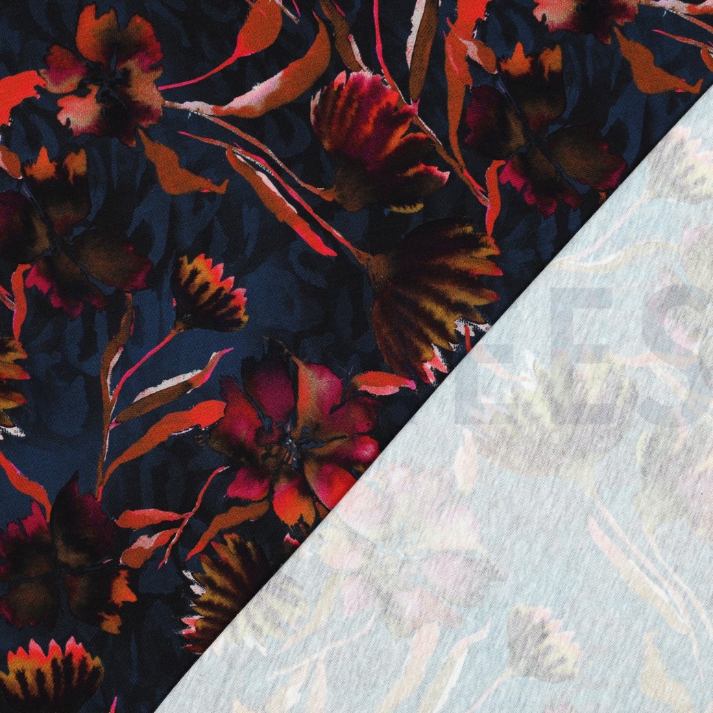 JERSEY DIGITAL FLOWERS NAVY #4