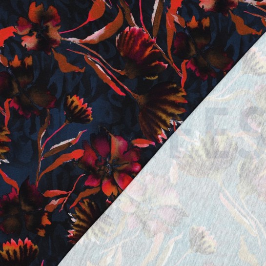 JERSEY DIGITAL FLOWERS NAVY #7