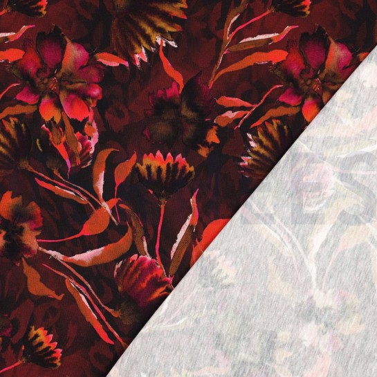 JERSEY DIGITAL FLOWERS BORDEAUX #7