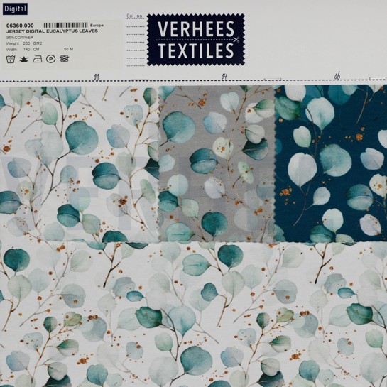 JERSEY DIGITAL FEUILLES D’EUCALYPTUS BLANC #7