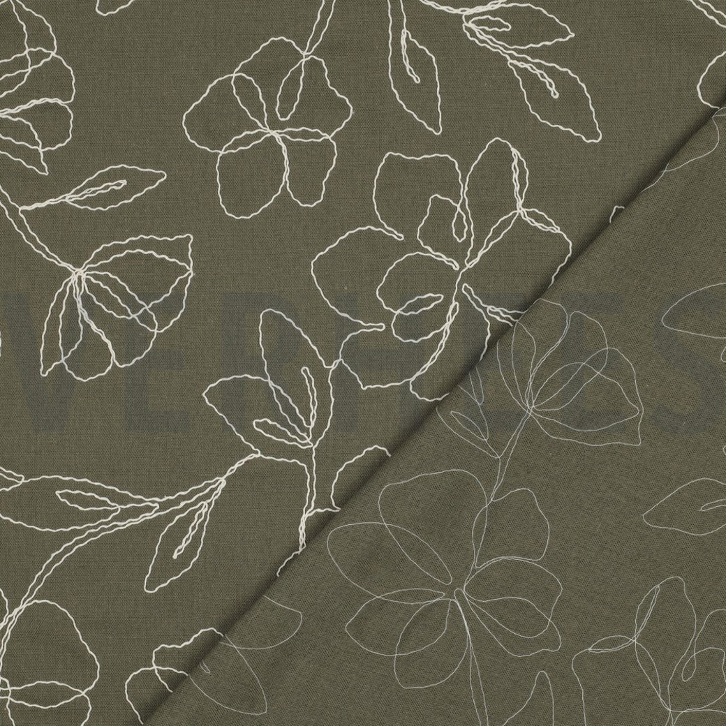 LINEN VISCOSE EMBROIDERY FLOWERS PICKLE #4