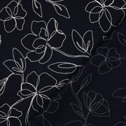 LINEN VISCOSE EMBROIDERY FLOWERS NAVY (thumbnail) #4