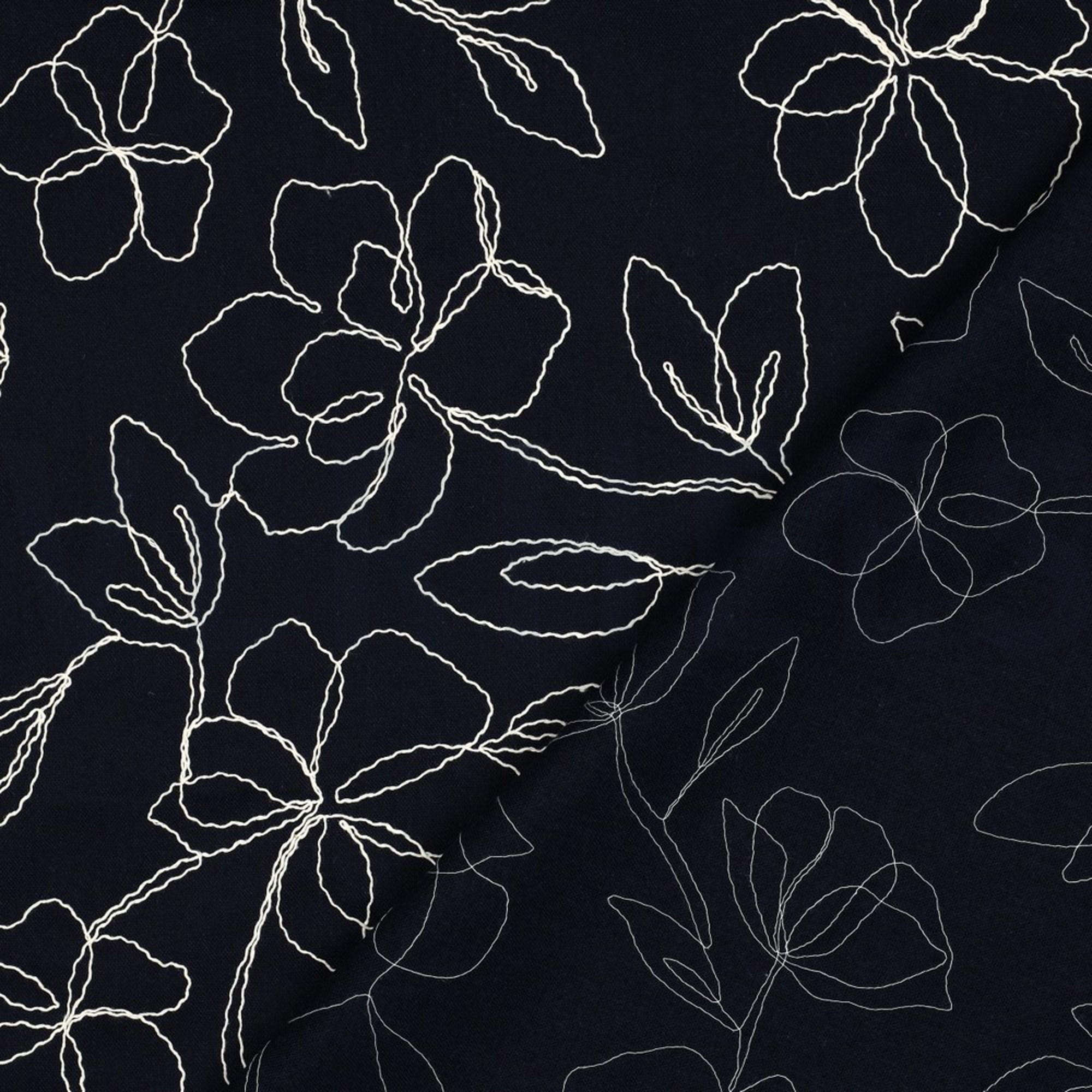LINEN VISCOSE EMBROIDERY FLOWERS NAVY (high resolution) #4