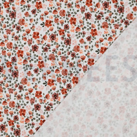 JERSEY GOTS DIGITAL FLOWERS WHITE / PEACH #7