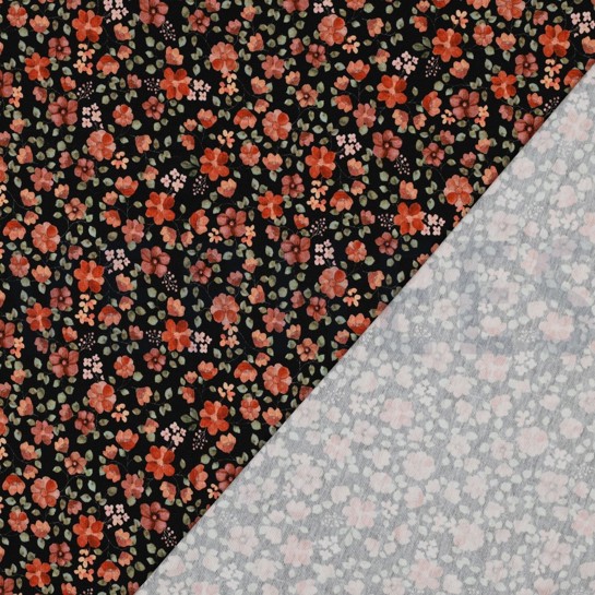 JERSEY GOTS DIGITAL FLOWERS BLACK/ PEACH #7